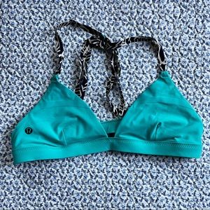 Lululemon Shanti Surf Triangle Top, Sz 6, Blue Tropics/Pretty Palm Angel Wing
